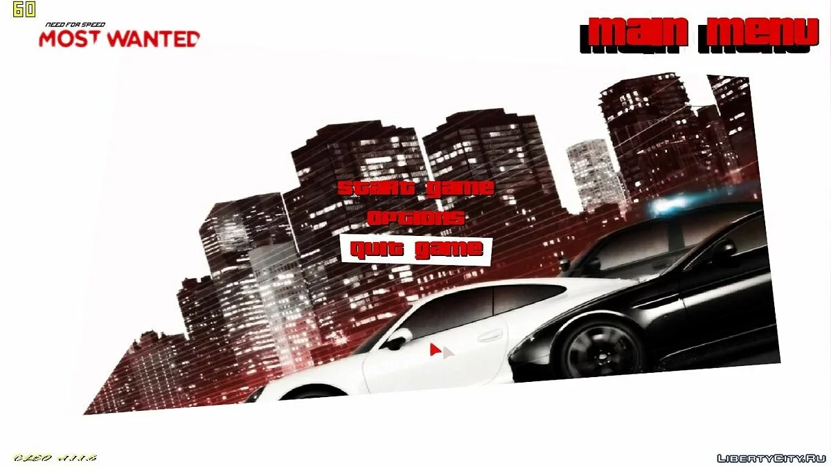 Меню в стиле NFS Most Wanted 2012 / GTA Vice City
