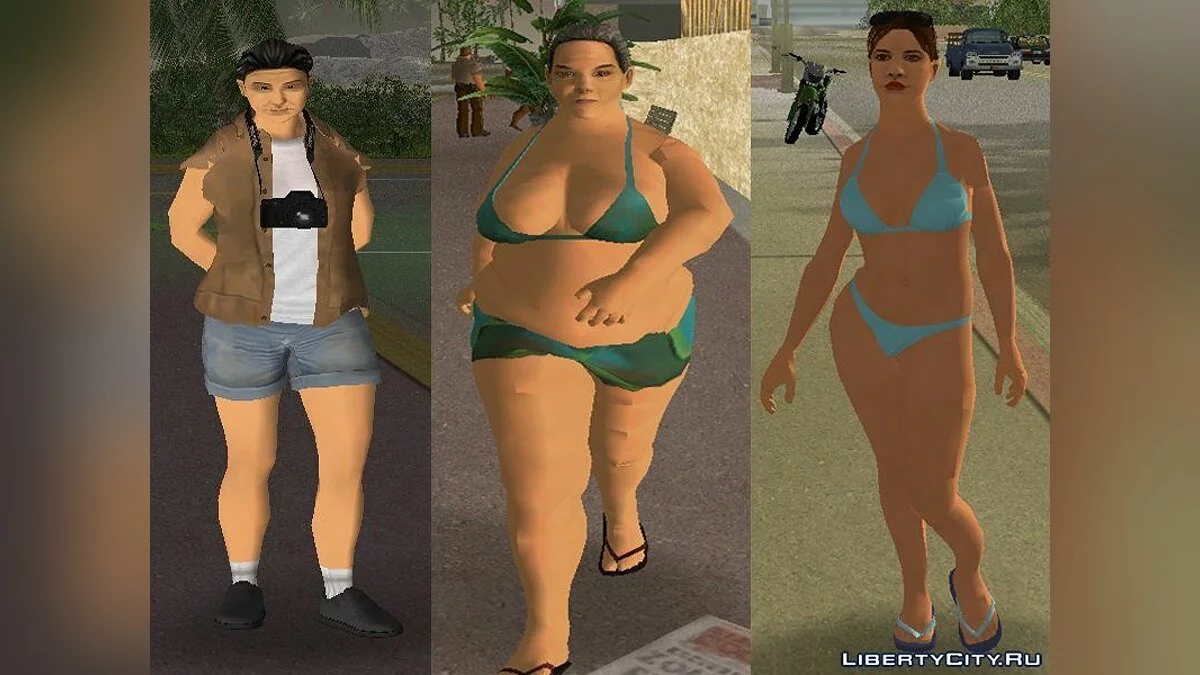 Латинские пешеходы и японские туристки в HD / GTA Vice City