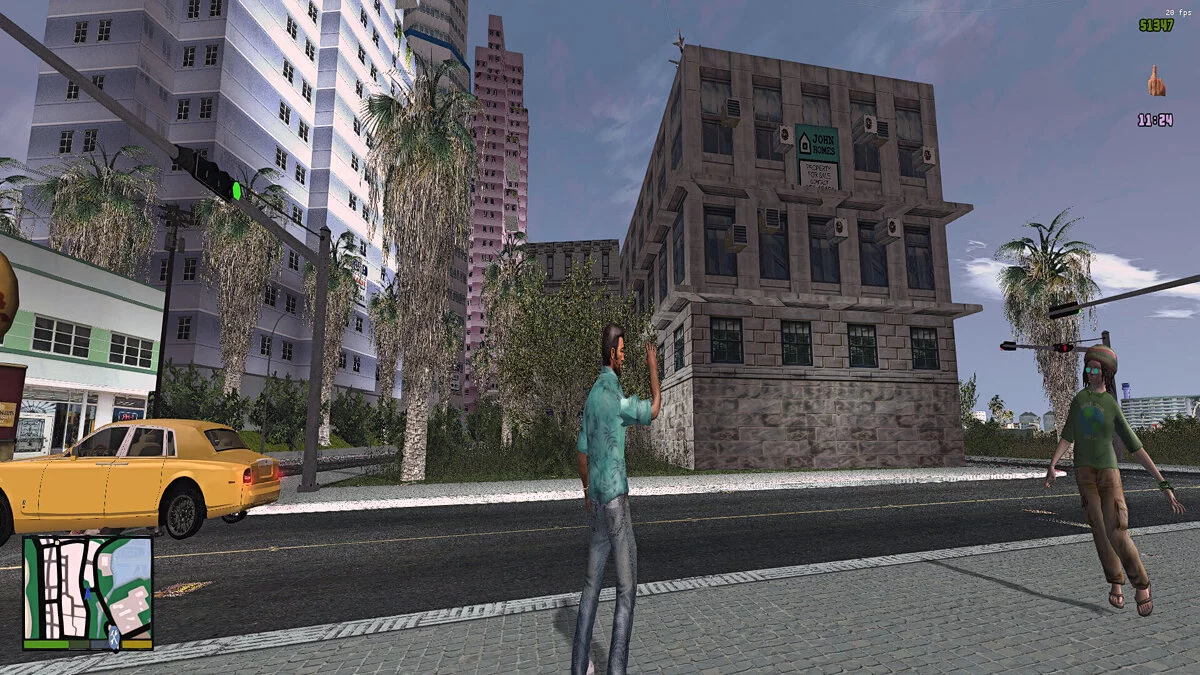 Новые ИИ текстуры офиса Кена Розенберга и здания рядом с ним / GTA Vice City