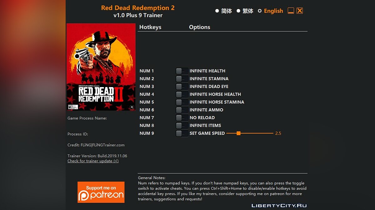 Red Dead Redemption 2 Trainer - Трейнер для RDR 2 для GTA - Картинка #1