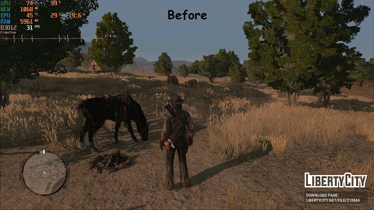 Нет травы и деревьев (Увеличение FPS) / Red Dead Redemption