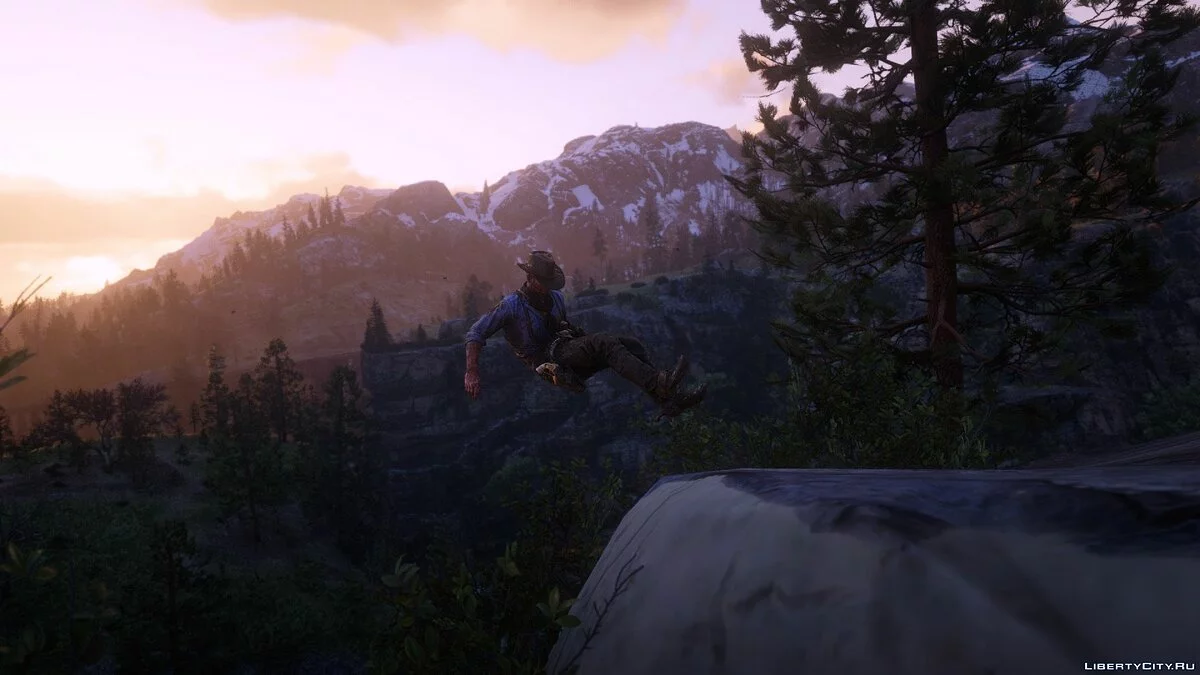 Замедление и вращение персонажа в падении / Red Dead Redemption 2