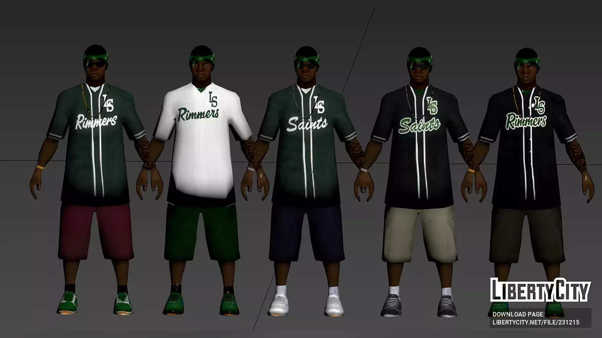 Набор скинов банды Grove Street / GTA San Andreas