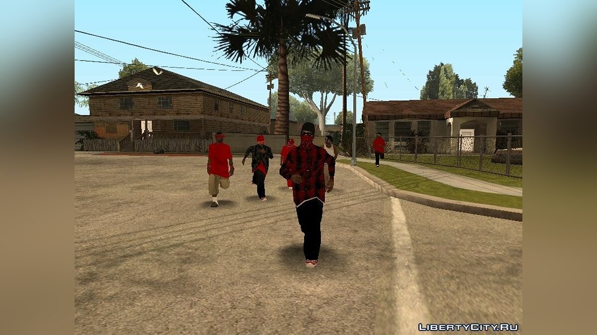 Скины банды Bloods для GTA San Andreas - Картинка #1