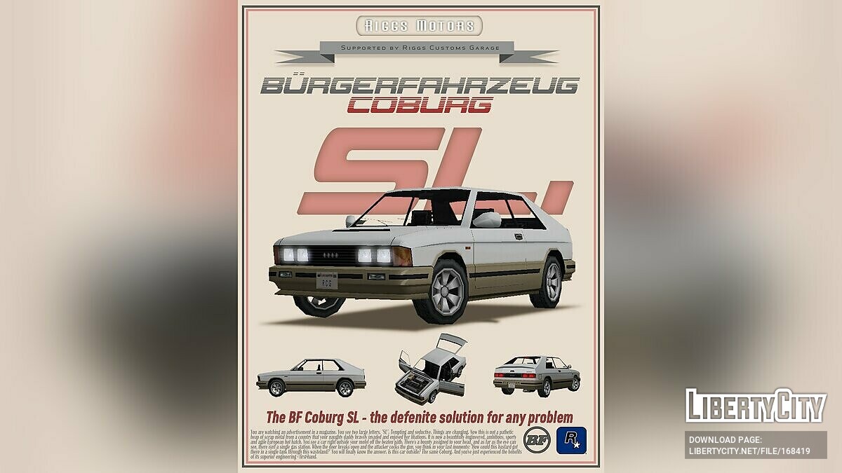 Bürgerfahrzeug Coburg SL 1987 для GTA San Andreas - Картинка #1