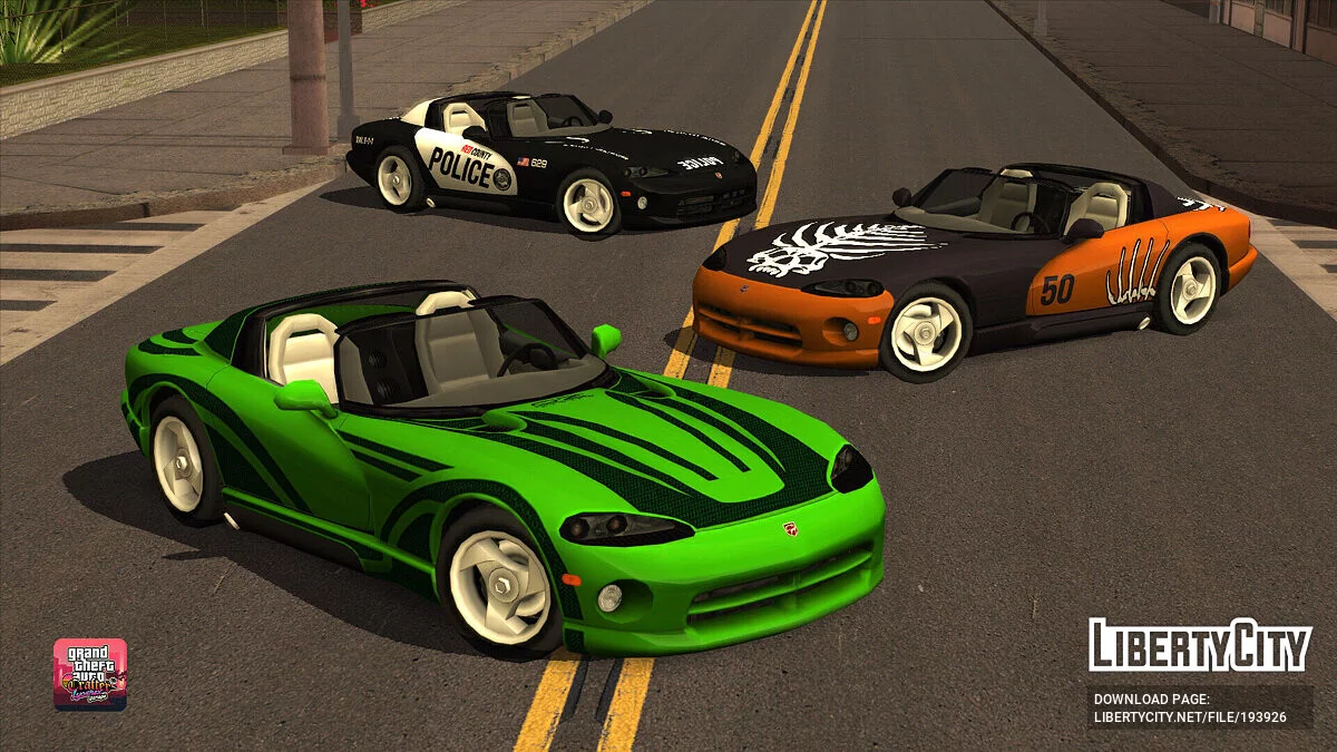 1992 Dodge Viper R/T [lowpoly] / GTA San Andreas