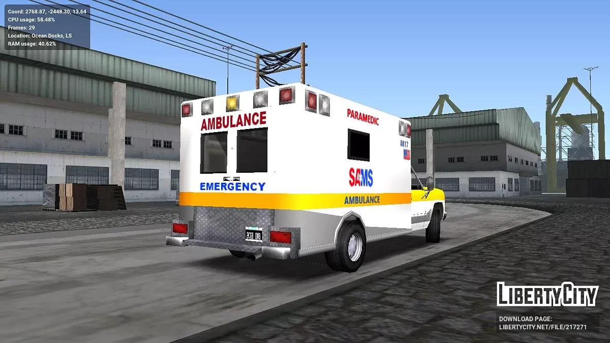 Новая машина скорой помощи SAMS 1992 г. / GTA San Andreas