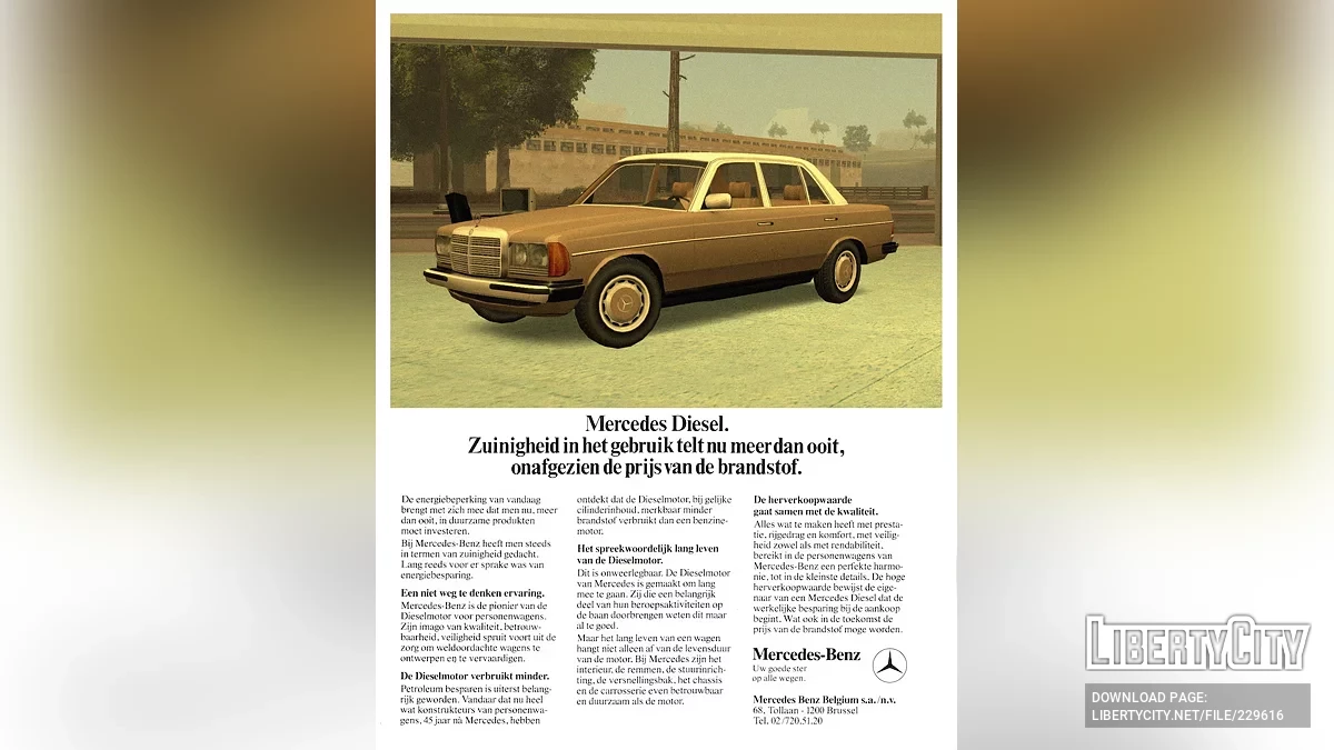 1975-1986 Mercedes-Benz W123 (Lowpoly) / GTA San Andreas