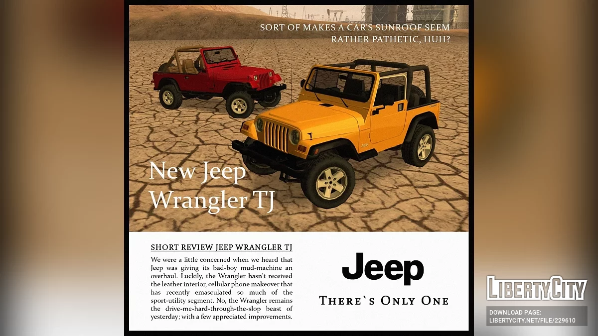 1997 Jeep Wrangler TJ (Lowpoly) / GTA San Andreas