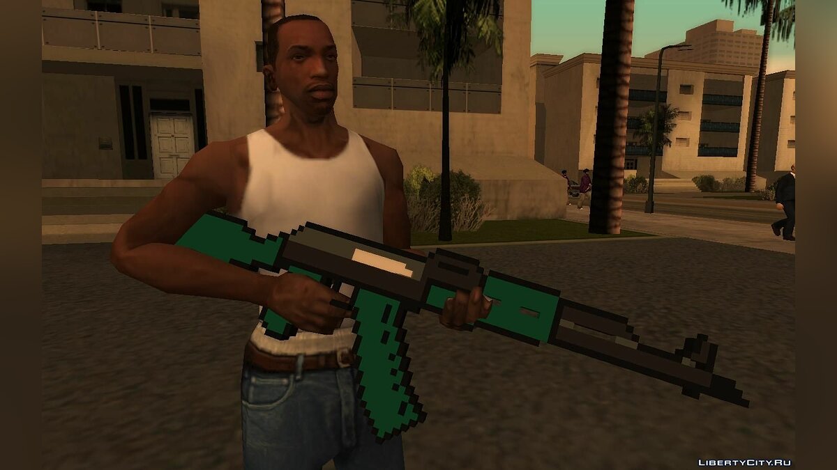 Скачать Пиксельный AK-47 из Майнкрафт для GTA San Andreas