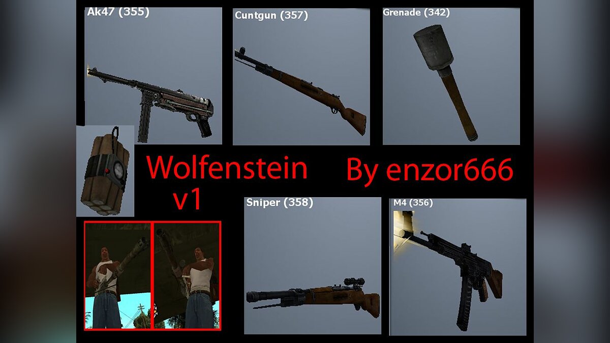 Скачать Weapons Pack Wolfenstein v1 для GTA San Andreas