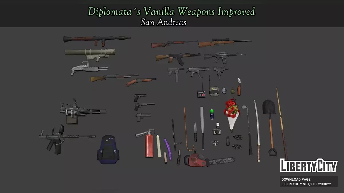 DVWI SA - Улучшенные Оружия Vanilla от Diplomata - Пакет Сан Андреас / GTA San Andreas