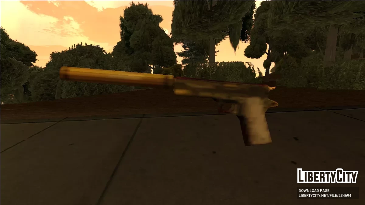 Mafia III Silentum - SA Style - Colt 1911 Gold Silenced / GTA San Andreas