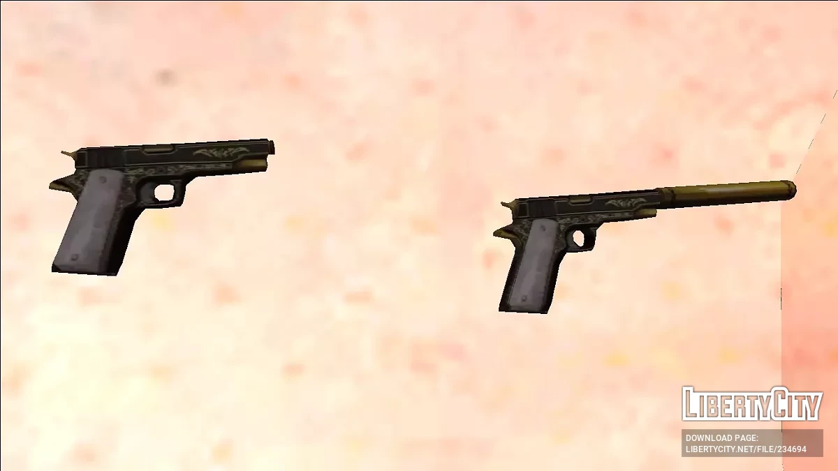 Mafia III Silentum - SA Style - Colt 1911 Gold Silenced / GTA San Andreas