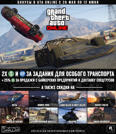 Эта неделя в GTA Online: бонусы с 26 мая по 12 июня