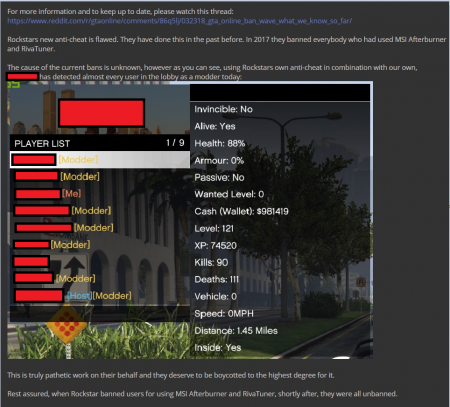 Изменения в античите GTA Online привели к огромной волне банов